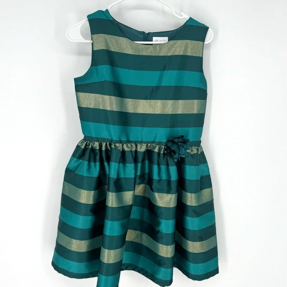 The Children's Place Green and Gold Formal Dress